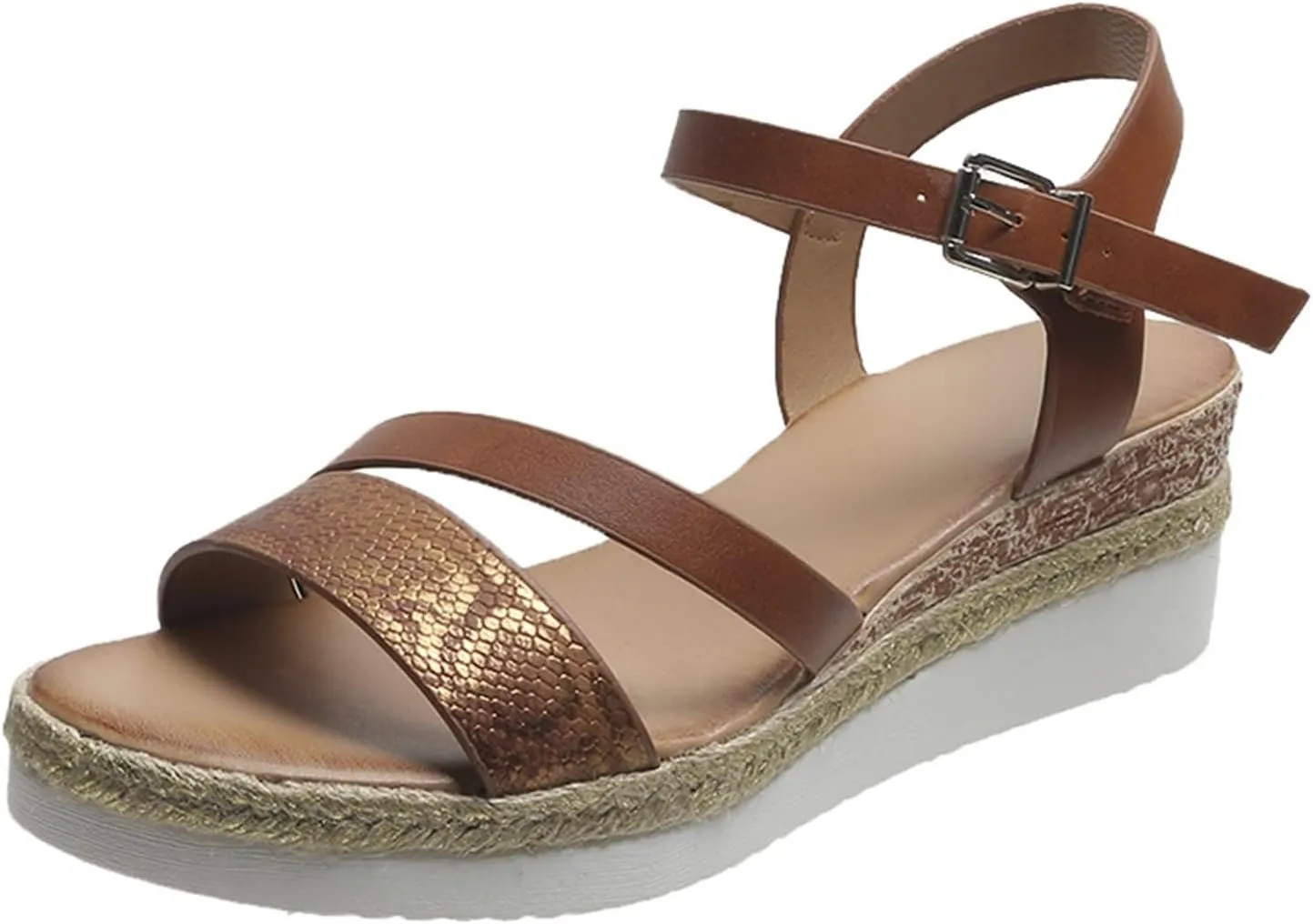 Womens Orthopedic Sandals Wedge Sandals for Women Open Toe Platform Espadrilles, Ankle Strap Slip on Sandal Beach Boho Comfortable Outdoor Shoes All Day Comfort