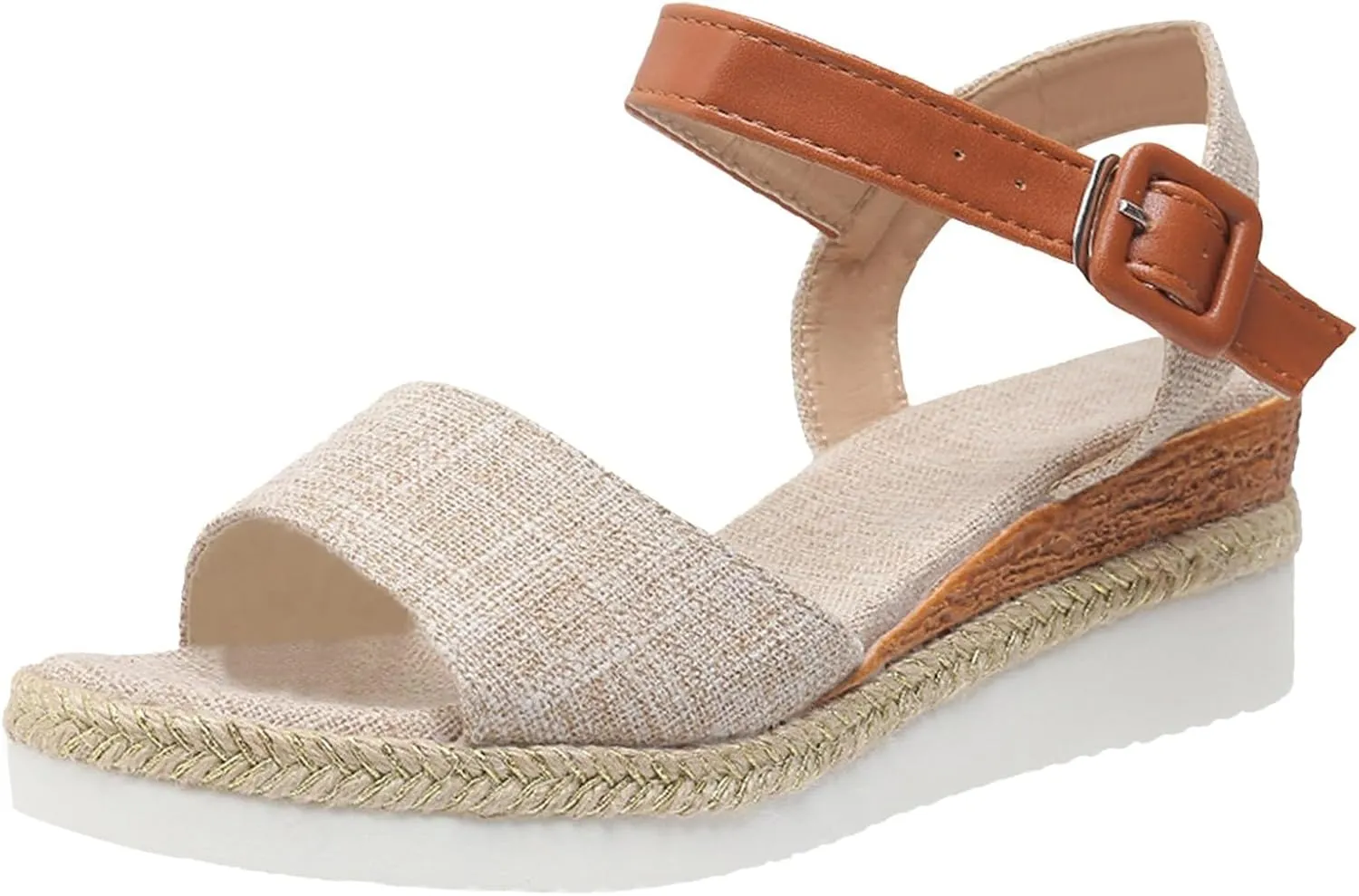 Womens Orthopedic Sandals with Arch Support Open Toe Ankle Strap Espadrilles Platform Wedge Sandals Dressy Summer Beach Casual Slip On Walking Slippers Comfortable Outdoor Shoes