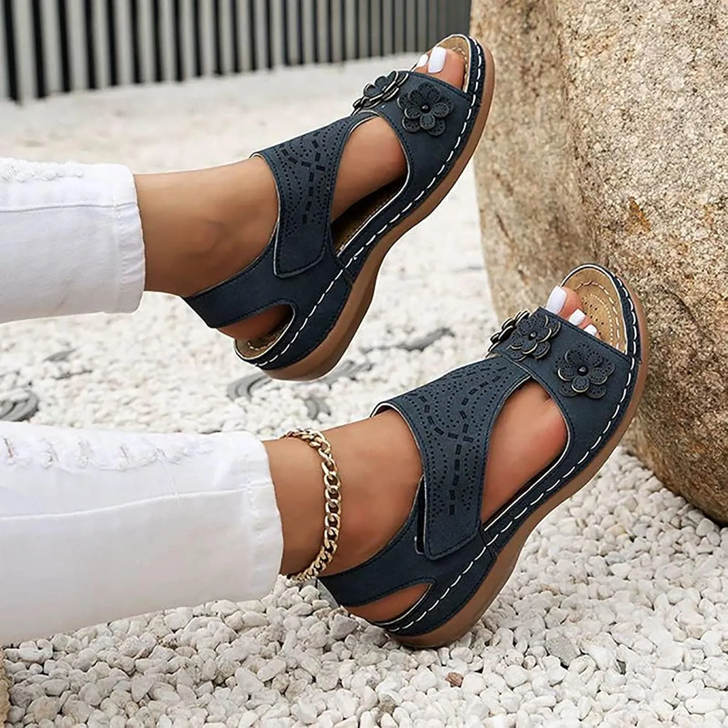 Women's Orthopedic Sport Sandals Shoes with Soft Cushion 2025 Summer Open Toe Flower Fashion Casual Boho Sandals Comfortable Fashion Non Slip Outdoor Wide Fit Walking Sandal