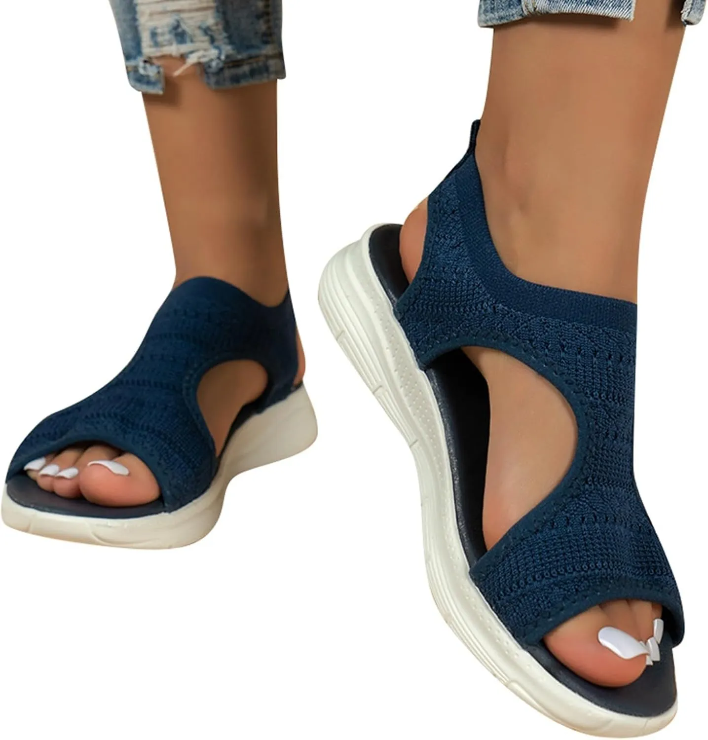 Women's Orthopedic Walking Sandals Dressy Woven Mat Sandals for Women Breathable Comfortable Shoes Arch Support Wide Fit Sport Sandals Athletic Hiking Outdoor Soft Sole Sandals