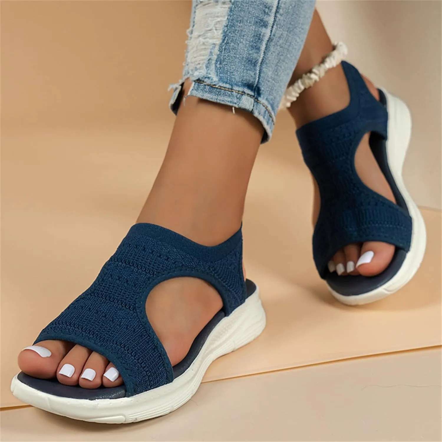 Women's Orthopedic Walking Sandals Dressy Woven Mat Sandals for Women Breathable Comfortable Shoes Arch Support Wide Fit Sport Sandals Athletic Hiking Outdoor Soft Sole Sandals