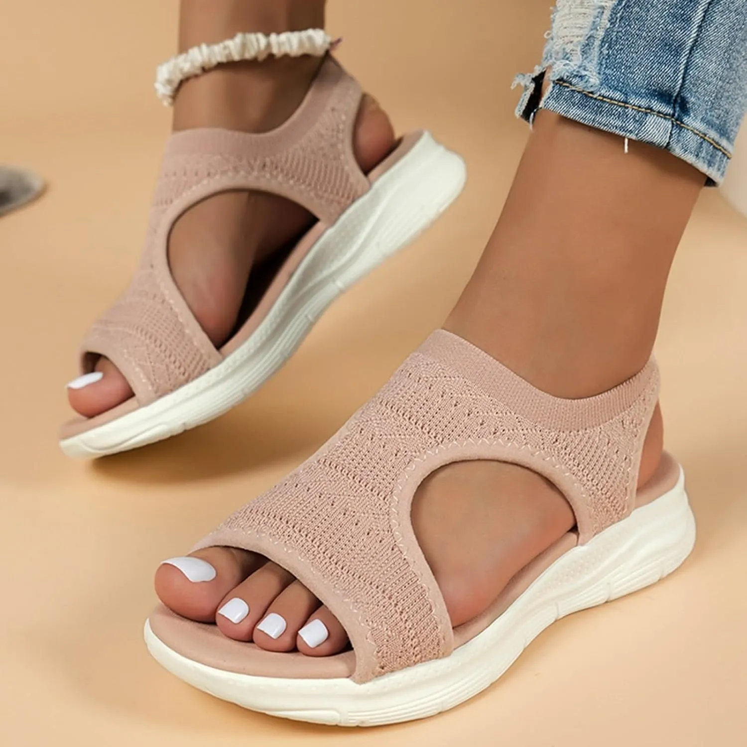 Women's Orthopedic Walking Sandals Dressy Woven Mat Sandals for Women Breathable Comfortable Shoes Arch Support Wide Fit Sport Sandals Athletic Hiking Outdoor Soft Sole Sandals