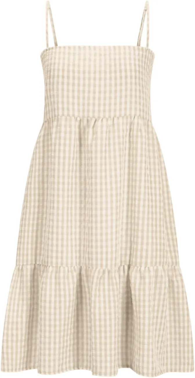 Womens Plaid A-line Dresses Shoulder Straps Ruffle Hem Casual Mini Dress with Side Pockets 2025 Sexy Dresses