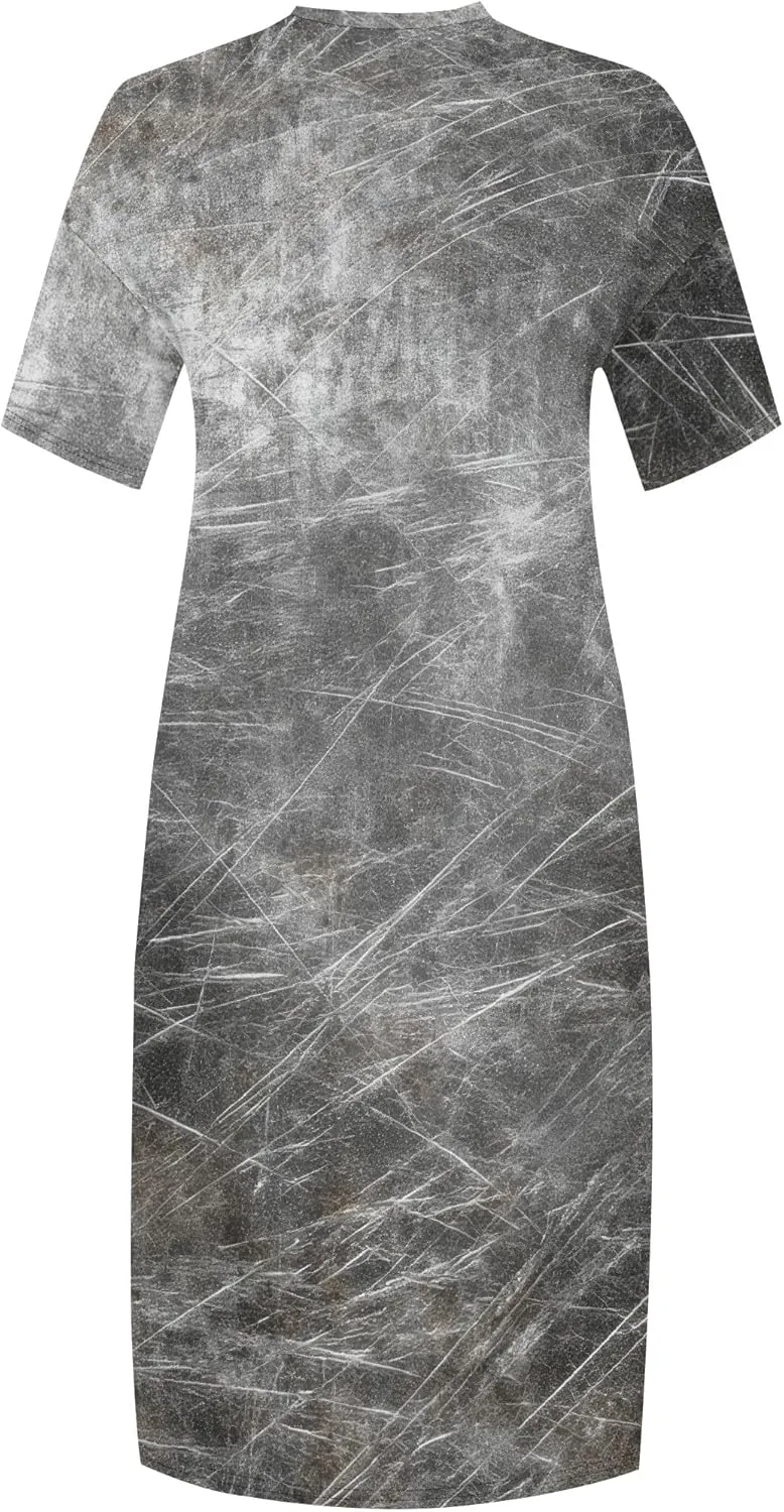 Women's Plus Size African Print Dresses Casual Loose Pocket Short Sleeve Long Maxi Dress