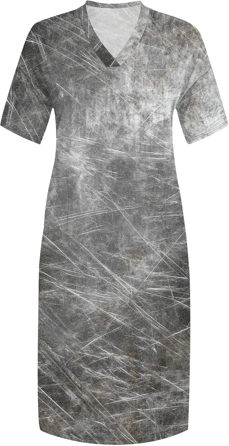 Women's Plus Size African Print Dresses Casual Loose Pocket Short Sleeve Long Maxi Dress