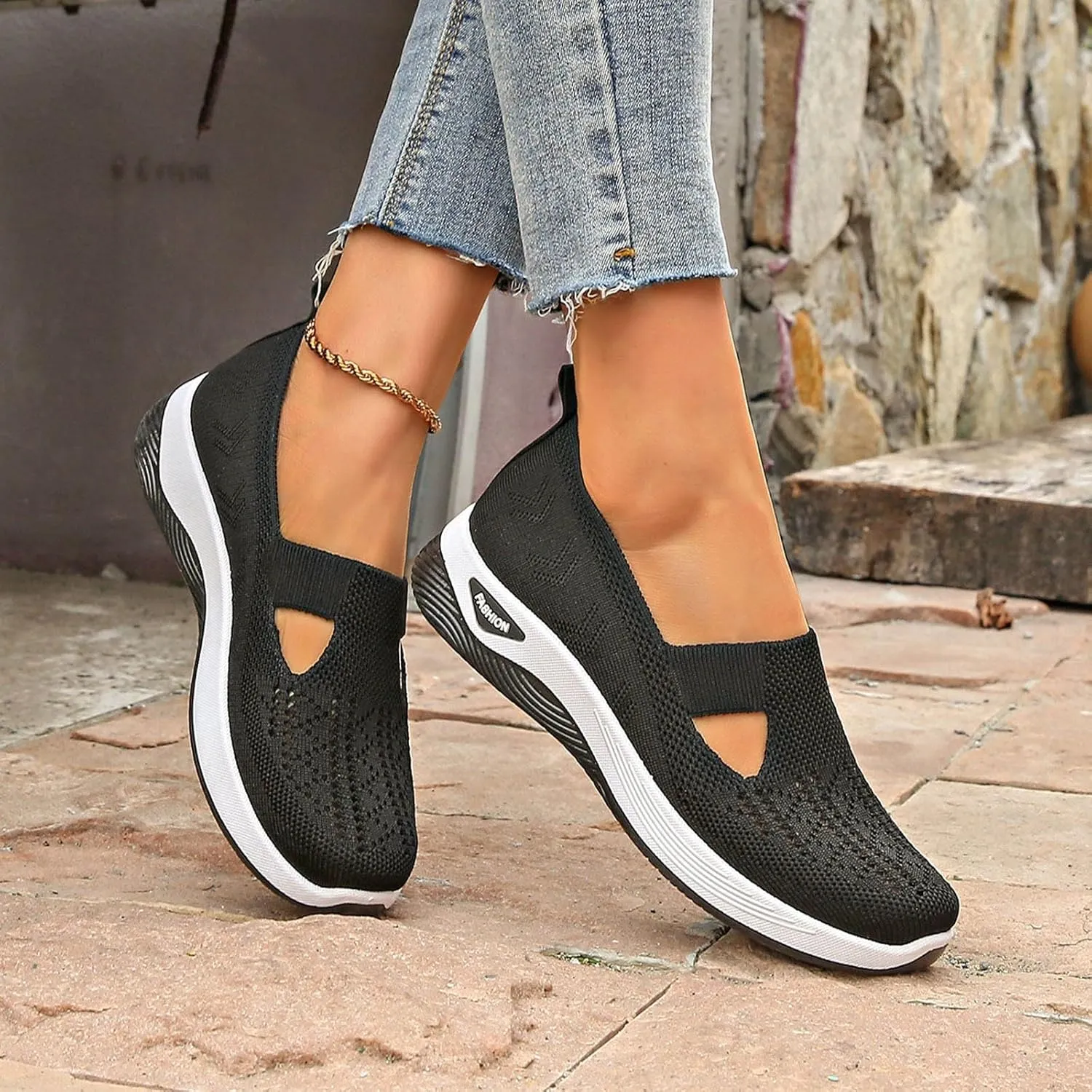 Women's Sandals Orthopedic Arch Support Sandals Memory Foam Sandals Mesh Breathable Soft Sneakers Slip on Walking Shoes