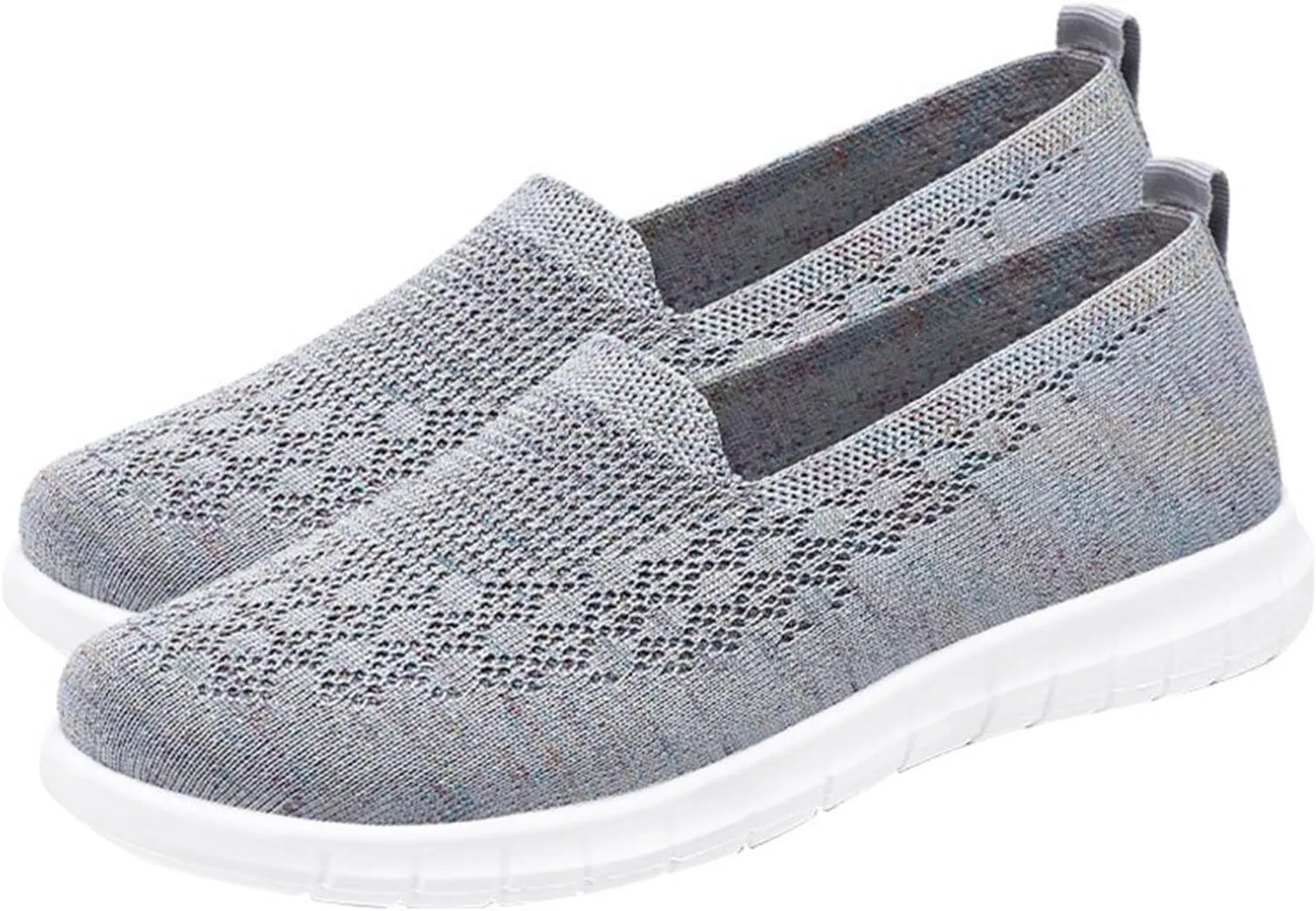Women's Slip-on Open Back Shoes Comfortable Low Black Loafers Breathable Mesh Sports Trainers Casual Walking Shoes Outdoor Fitness Footwear (8 UK Gray)