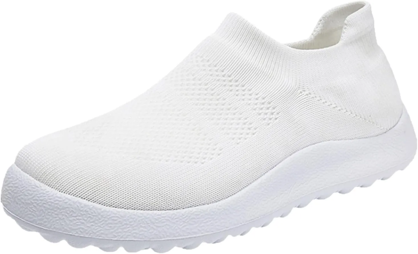 Womens Sneakers Comfortable Slip-On Sports Shoes for Sp Breathable Fly Woven Mesh Casual Design with Waterproof Features Size 41 (5 UK) White