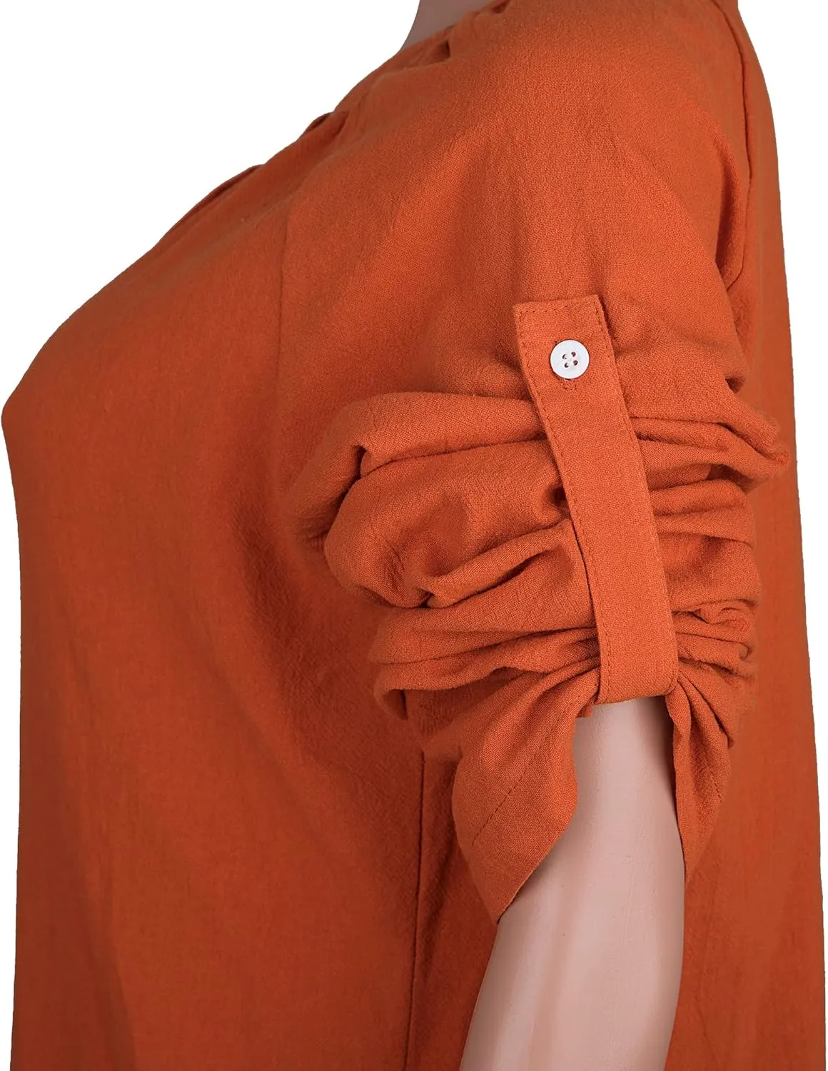 Womens Summer Button Down Rolled-Up Sleeve Loose Casual Side Split Shirt Dresses Swimsuit Cover Ups