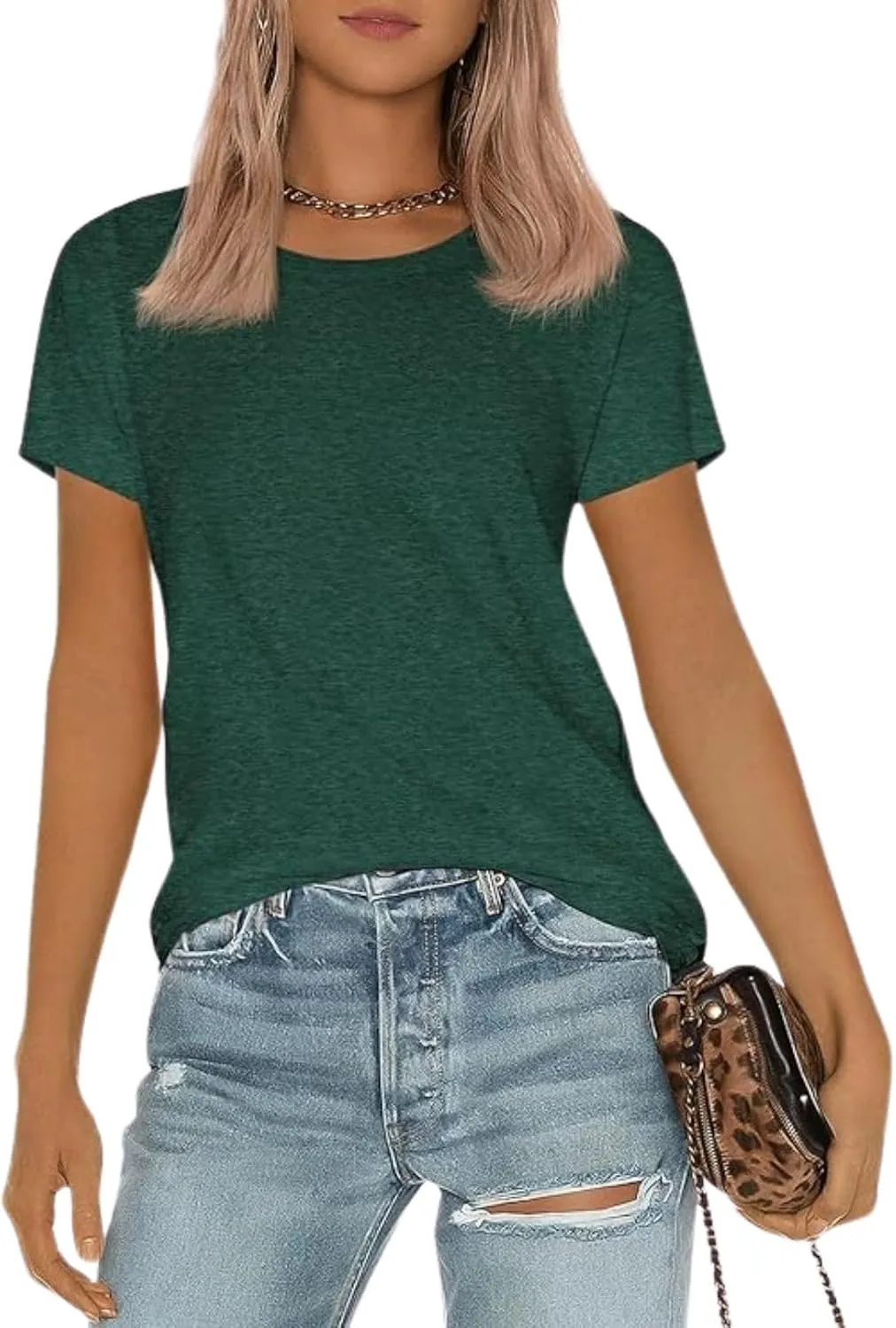 Womens Summer Tunic Tops Cotton Loose Soft Basic Tees Short Sleeve Crew Neck T Shirts Casual Workout Yoga Clothes