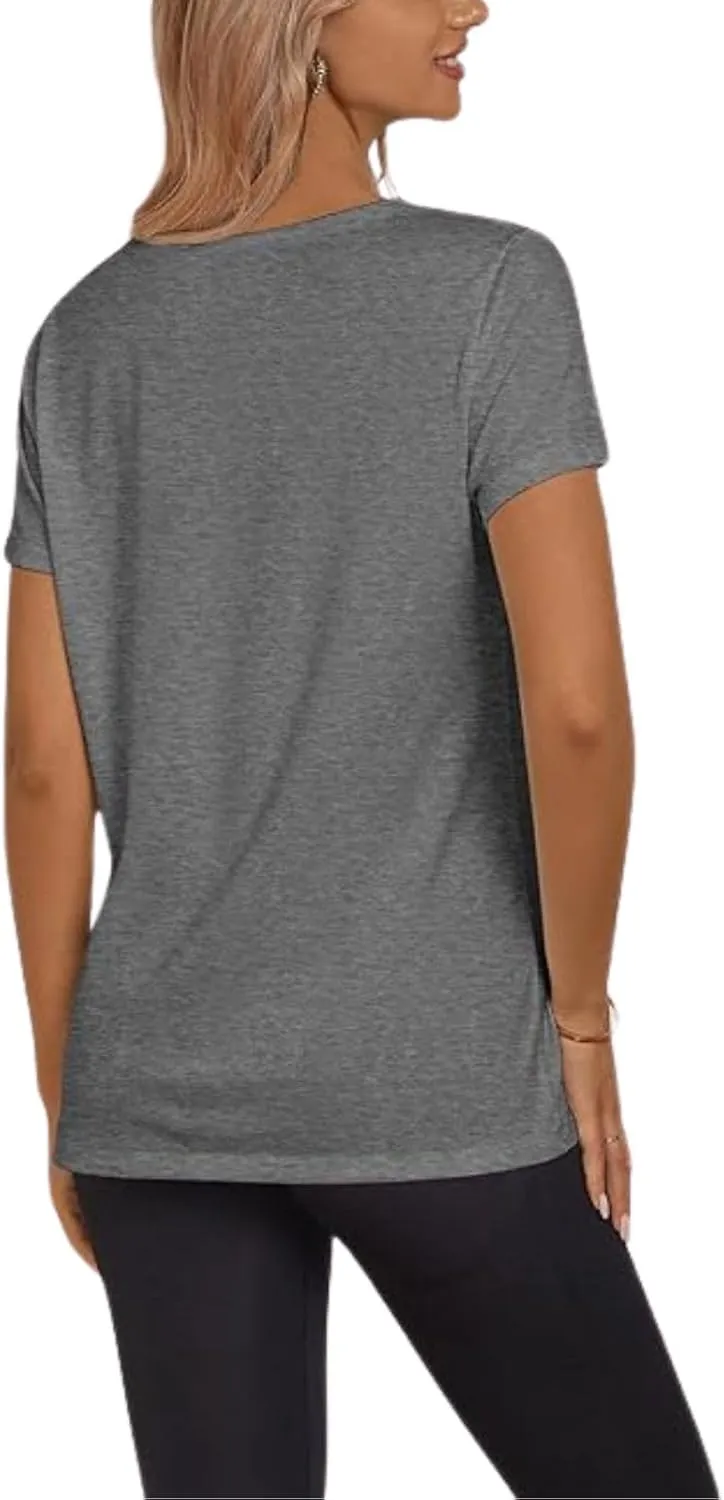 Womens Summer Tunic Tops Cotton Loose Soft Basic Tees Short Sleeve Crew Neck T Shirts Casual Workout Yoga Clothes