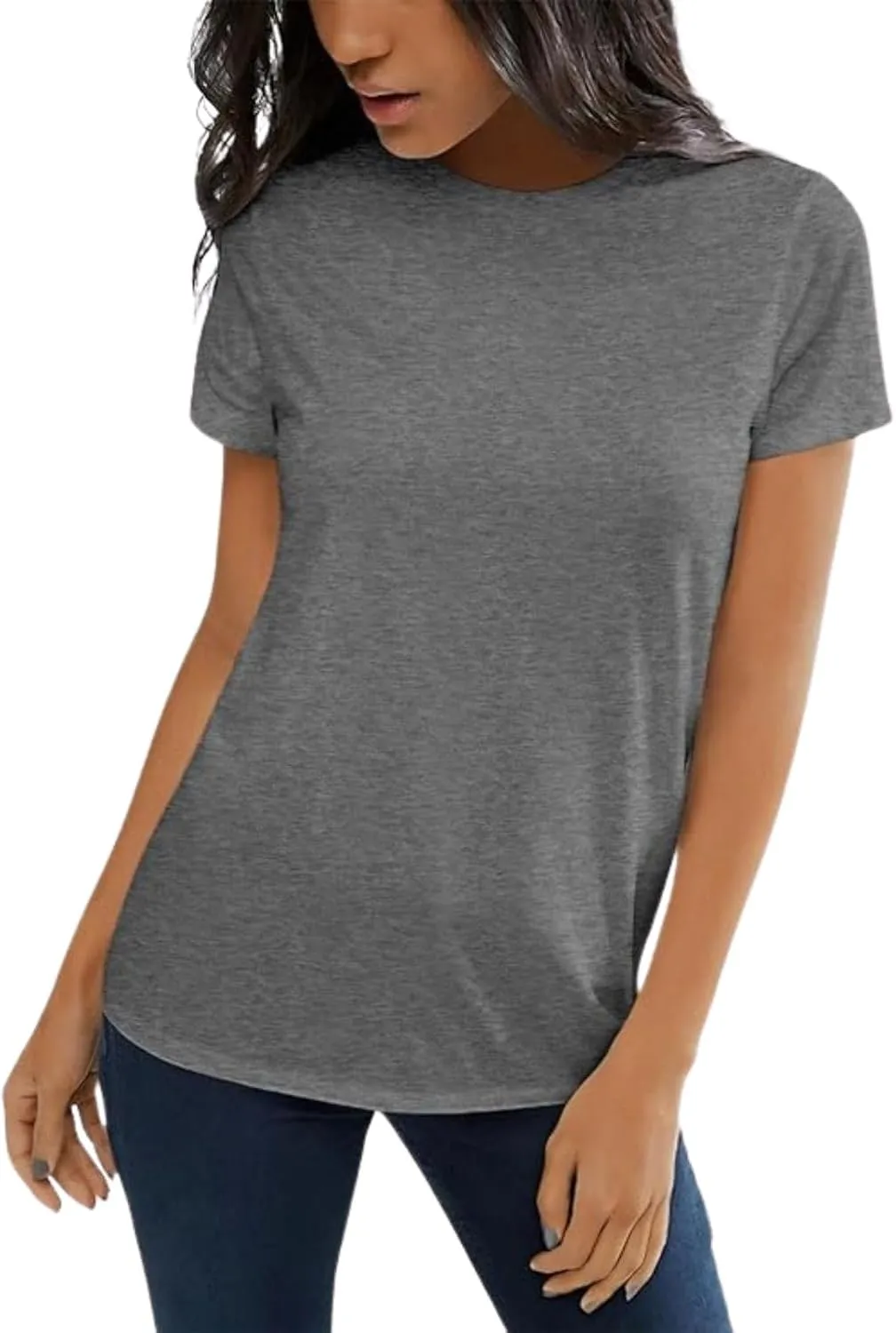 Womens Summer Tunic Tops Cotton Loose Soft Basic Tees Short Sleeve Crew Neck T Shirts Casual Workout Yoga Clothes