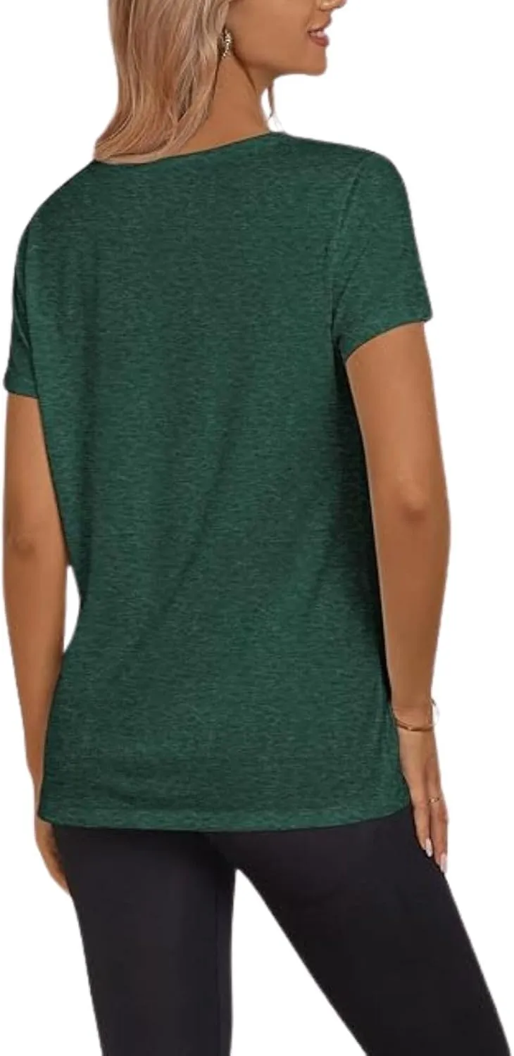 Womens Summer Tunic Tops Cotton Loose Soft Basic Tees Short Sleeve Crew Neck T Shirts Casual Workout Yoga Clothes