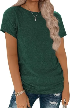 Womens Summer Tunic Tops Cotton Loose Soft Basic Tees Short Sleeve Crew Neck T Shirts Casual Workout Yoga Clothes