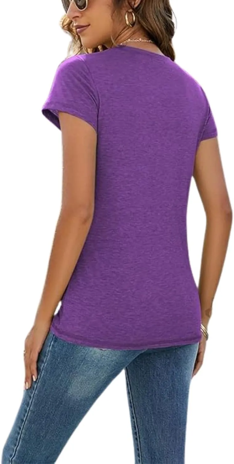 Womens Summer Tunic Tops Cotton Loose Soft Basic Tees Short Sleeve Crew Neck T Shirts Casual Workout Yoga Clothes