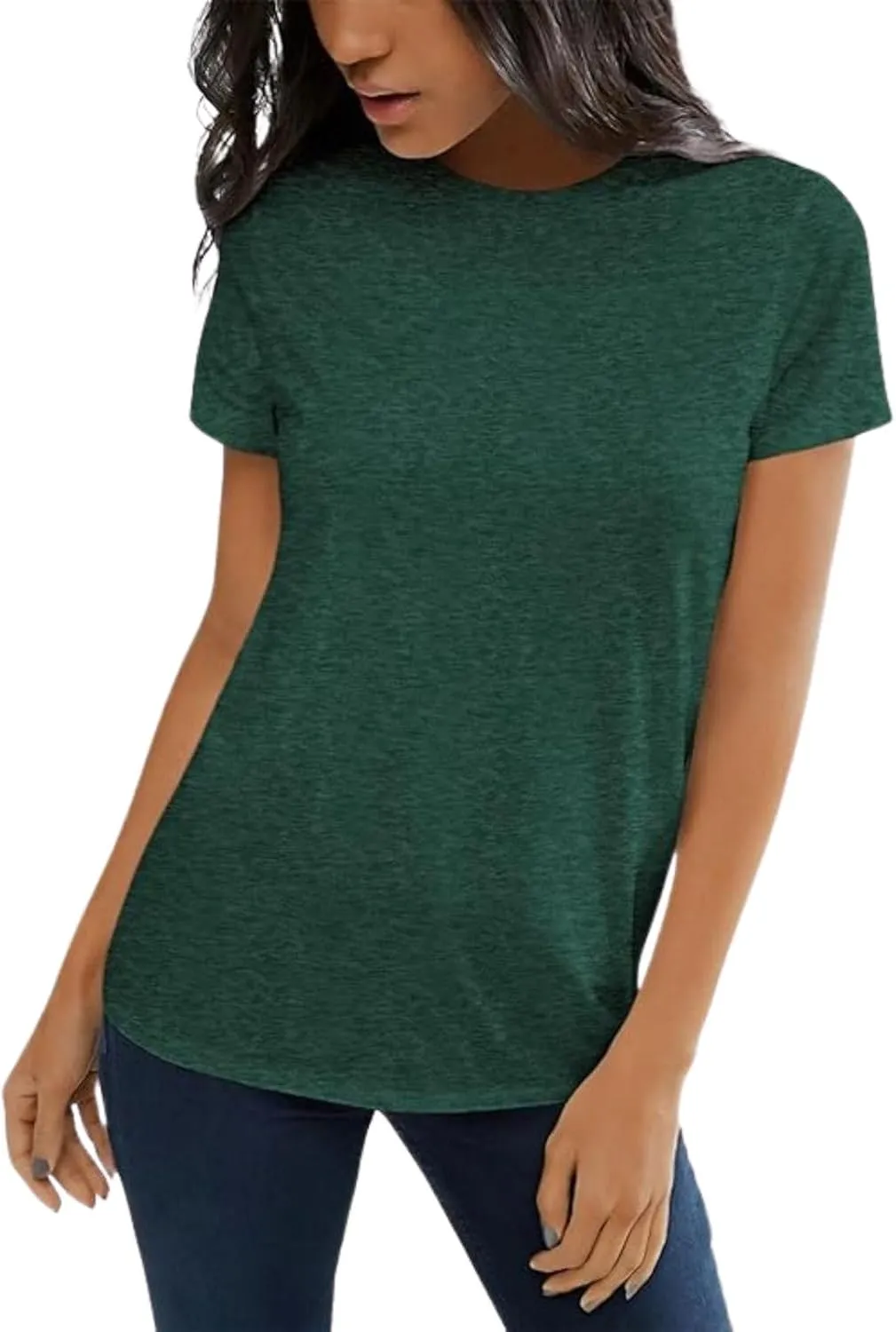 Womens Summer Tunic Tops Cotton Loose Soft Basic Tees Short Sleeve Crew Neck T Shirts Casual Workout Yoga Clothes