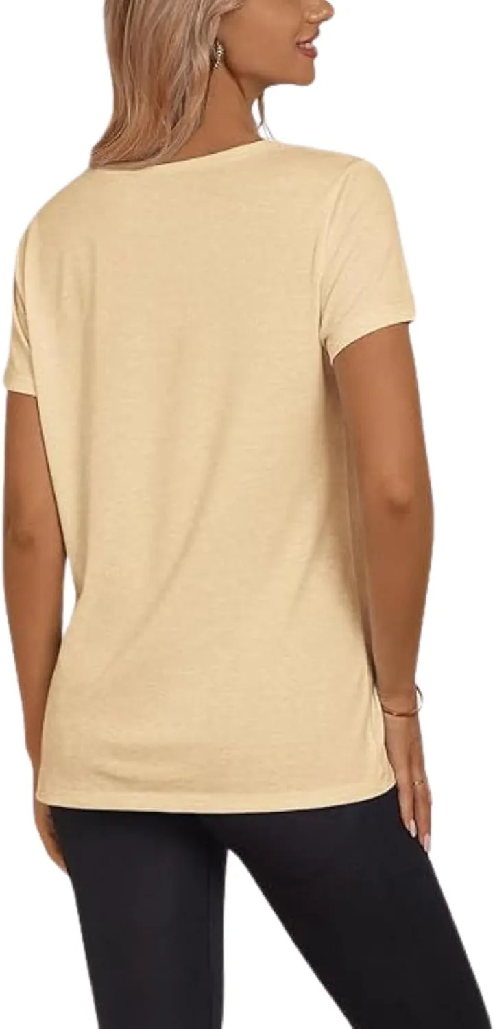 Womens Summer Tunic Tops Cotton Loose Soft Basic Tees Short Sleeve Crew Neck T Shirts Casual Workout Yoga Clothes