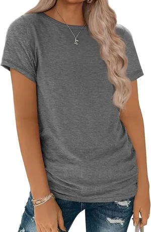 Womens Summer Tunic Tops Cotton Loose Soft Basic Tees Short Sleeve Crew Neck T Shirts Casual Workout Yoga Clothes