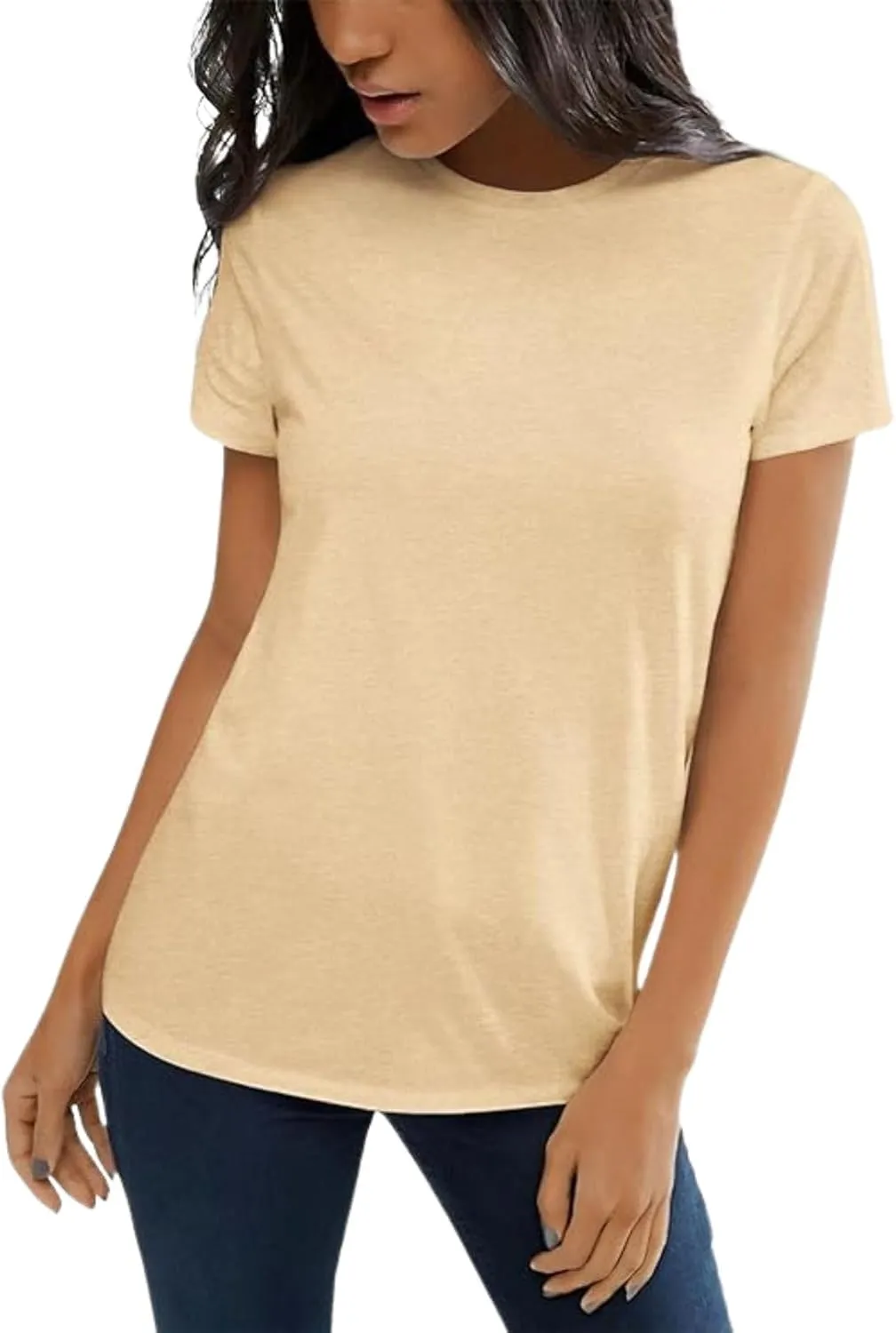 Womens Summer Tunic Tops Cotton Loose Soft Basic Tees Short Sleeve Crew Neck T Shirts Casual Workout Yoga Clothes