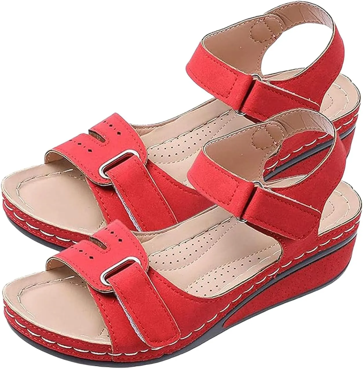 Women's Summer Walking Sandals Comfortable Platform Ankle Strap Shoes, Sport Slingback Elastic Band Platform Shoes Casual Orthopedic Wedge Sandals for Women