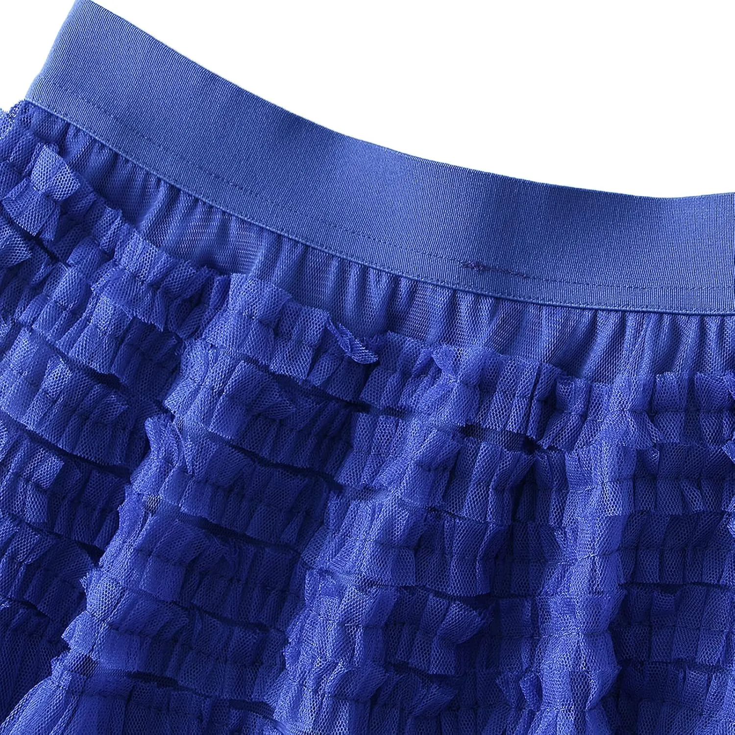 Womens Tiered Tulle Long Skirt A Line High Waist Layered Mesh Midi Skirts Pleated Ruffle Tutu Maxi Party Skirt
