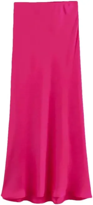 Women's Versatile Silk Satin Texture Midi Skirt Fashion Casual Pleated Skirt Cocktail Party Wedding Skirt