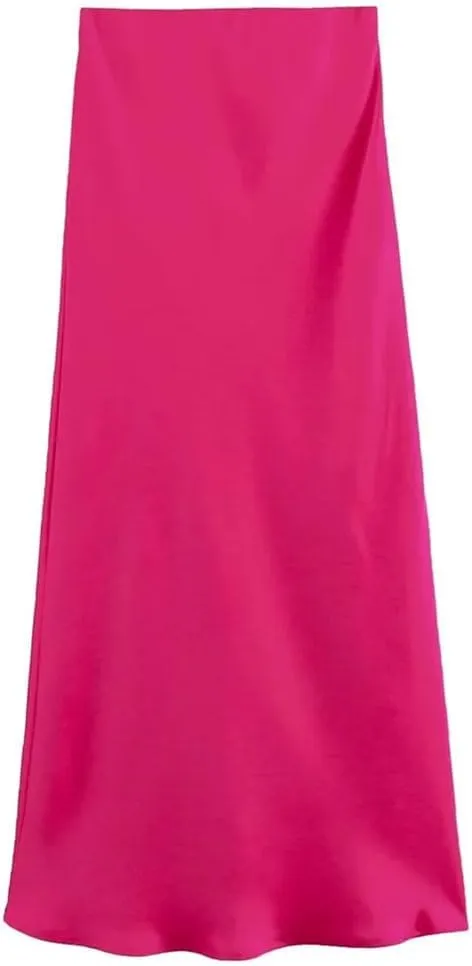 Women's Versatile Silk Satin Texture Midi Skirt Fashion Casual Pleated Skirt Cocktail Party Wedding Skirt