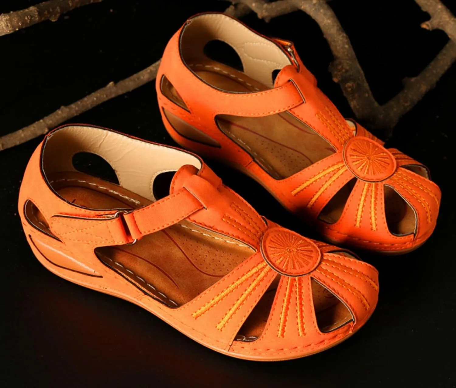 Womens Wedge Closed Toe Sandals Platform Summer Hollow Out Strap Ankle Wedges Shoes Orthopedic Comfy Slip on Bohemia Gladiator Ladies Shoes Beach Casual Athletic Sandals