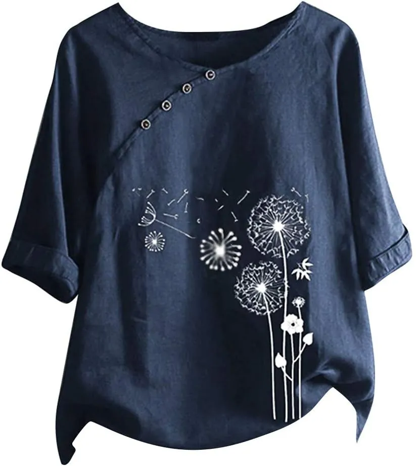 Workout Tops for Women Plus Size Oversized Crew Neck Linen Tops for Women Short Sleeve Cotton Blend Tee Shirts