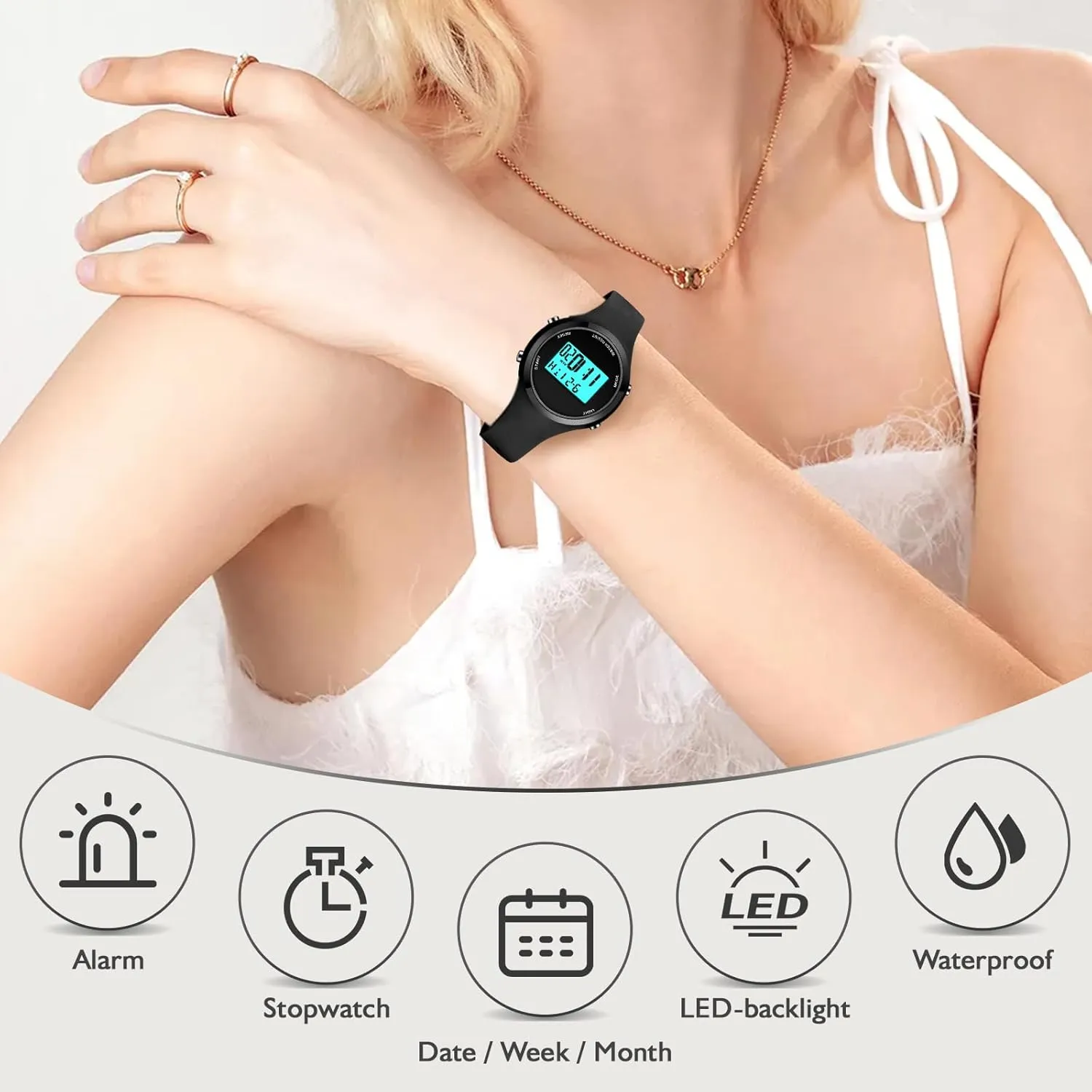 XCZAP Outdoor Sport Watches Alarm Clock 5Bar Waterproof LED Digital Watch
