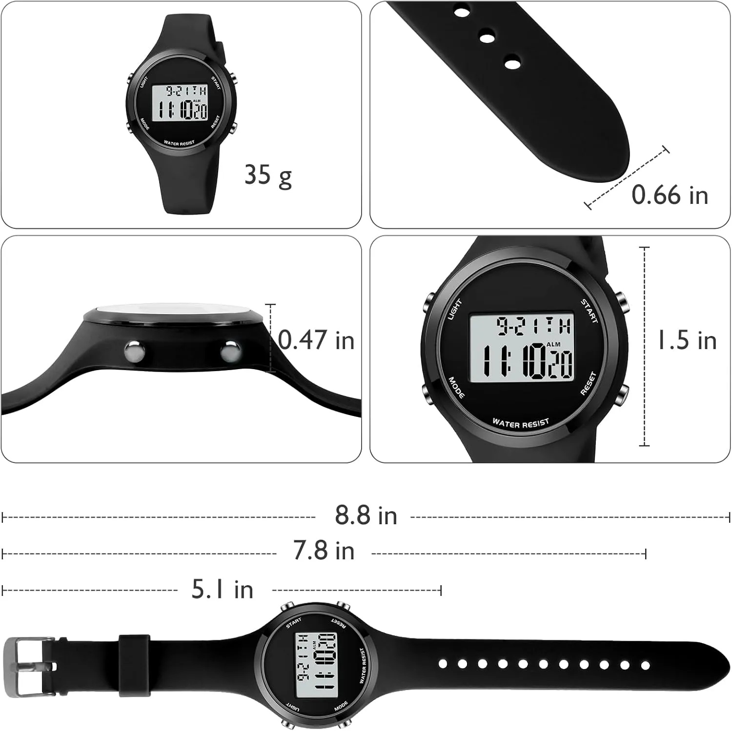 XCZAP Outdoor Sport Watches Alarm Clock 5Bar Waterproof LED Digital Watch