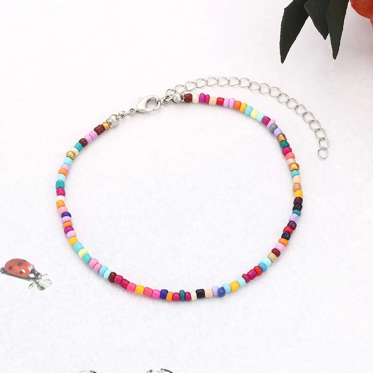 YAHPERN Anklets For Women Color Beads Turquoise Drop Sequin Charm Adjustable Ankle Bracelets Set Boho Multilayer Beach Foot Jewelry