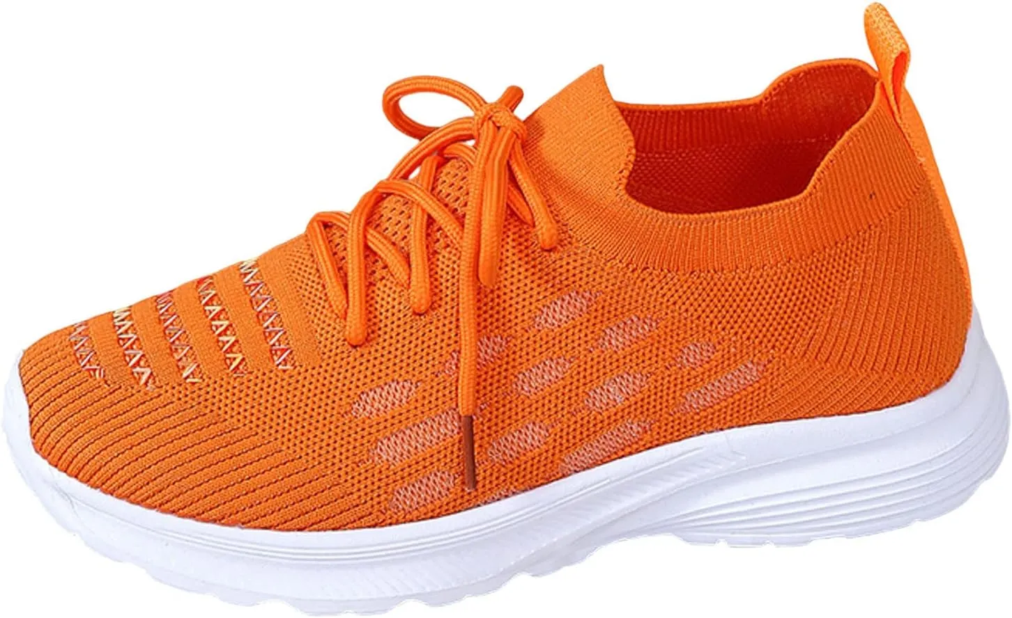 Yellow Women's SpSummer Sports Shoes Flat Bottom Lightweight Bow Tie Woven Mesh Breathable Embroidered Stripes Comfortable Clinic Shoes Women 37 (6.5 UK Orange)
