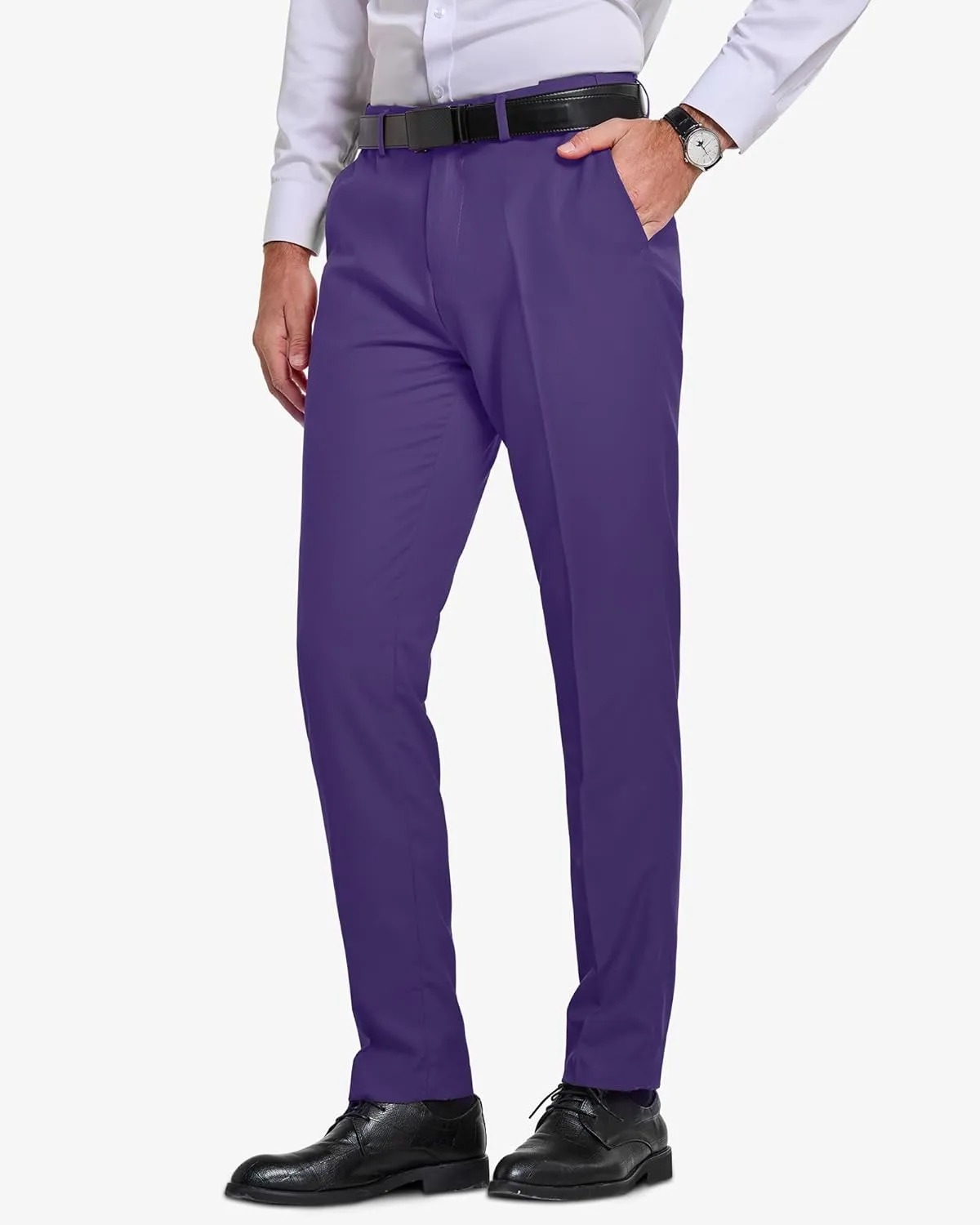 YND Men's Business Suit Pants Slim Fit Flex Flat Front Pant