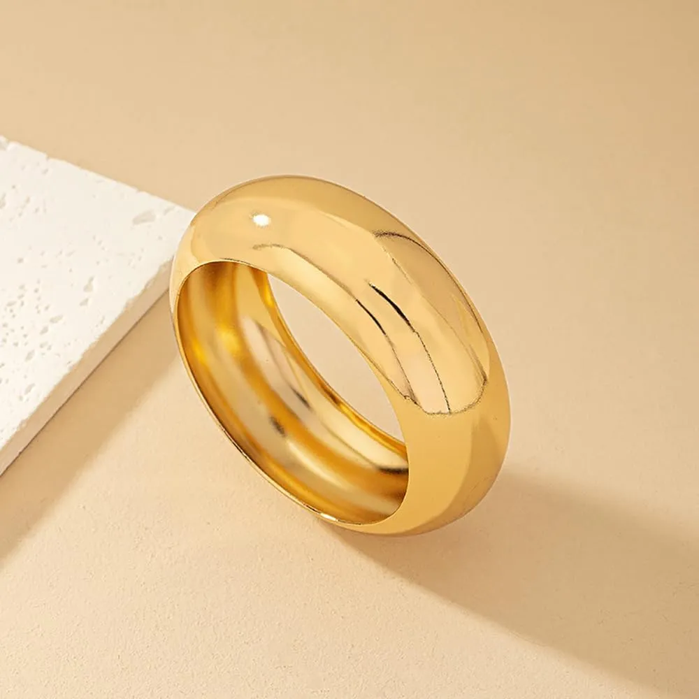 YOOESTORES82 Plated Gold Metal Wide Bracelets,Punk Minimalist Chunky Silver Circle Bangles,Attractive Party Daily Accessories Jewelry Gift for Women Bestie