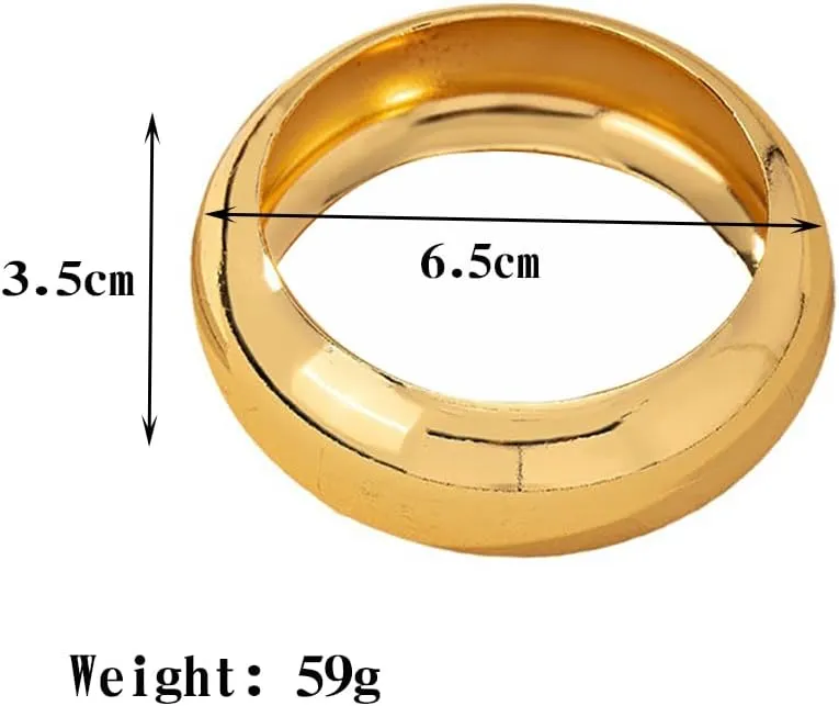 YOOESTORES82 Plated Gold Metal Wide Bracelets,Punk Minimalist Chunky Silver Circle Bangles,Attractive Party Daily Accessories Jewelry Gift for Women Bestie