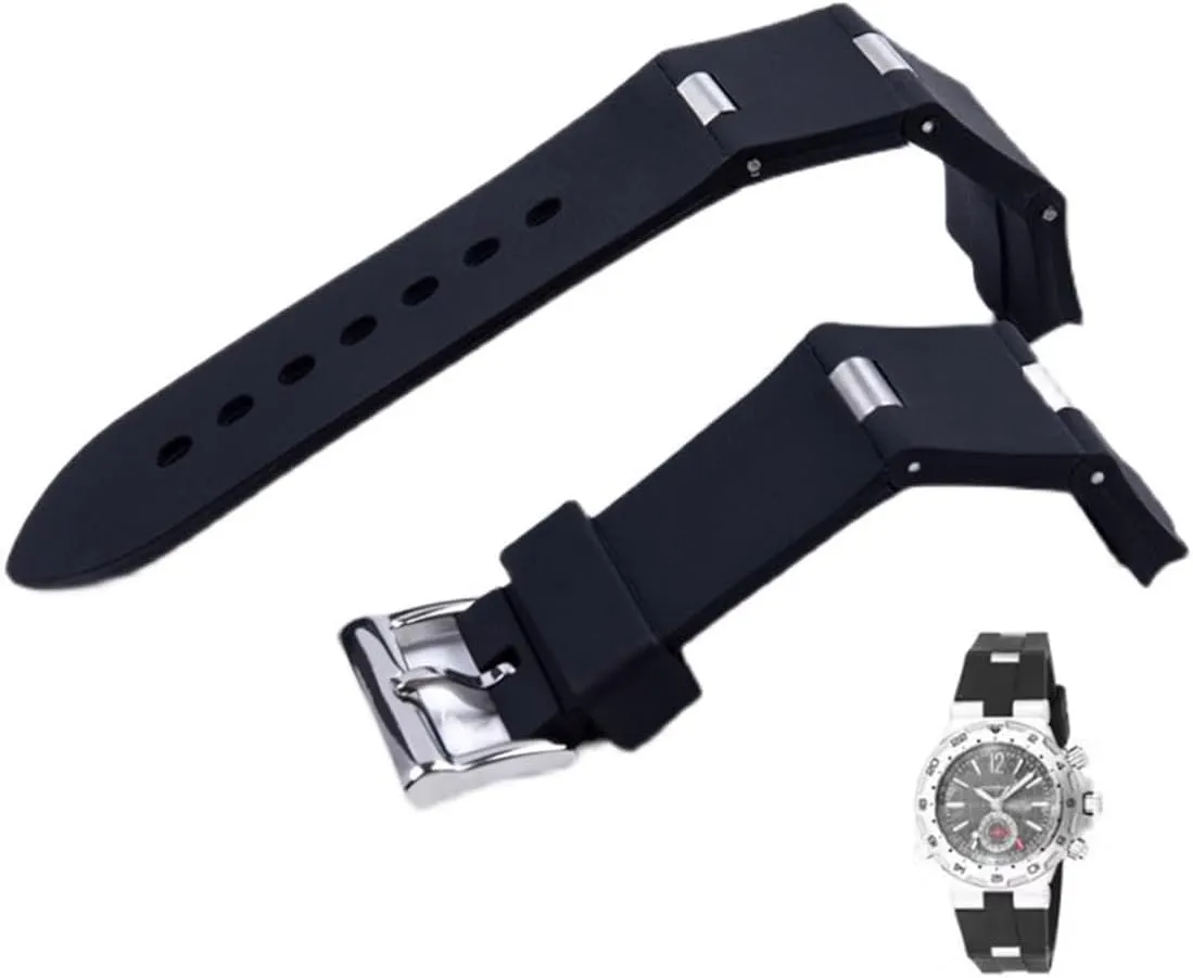 ZHUOLEI Black Silicone 22mm Rubber Watch Band Lug Width 8mm with Stainless Steel Buckle with Tool Replacement for Women's Watches