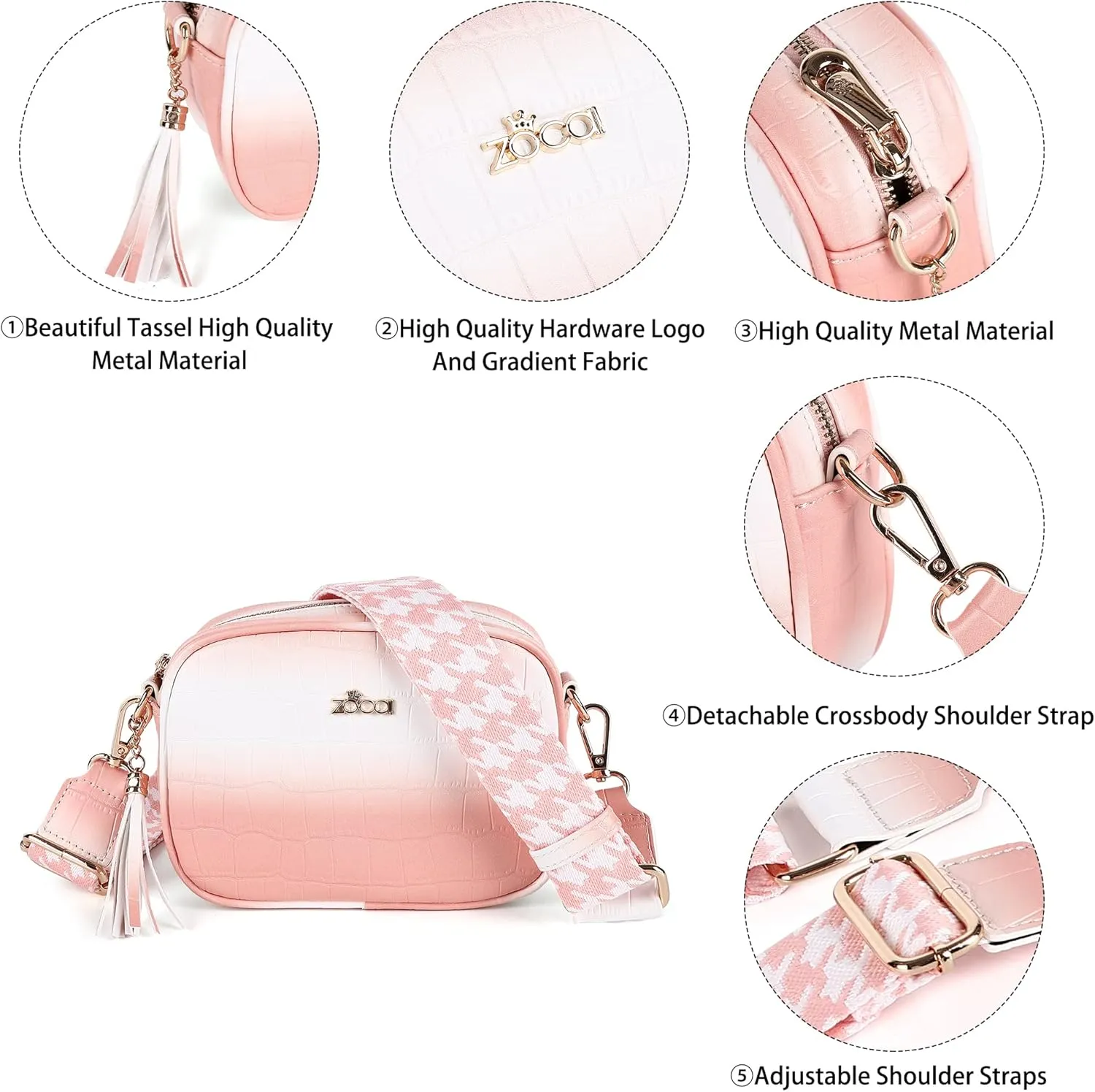 ZOCAI Camera Crossbody Shoulder Bags for Women Small Cluth Vegan Leather Handbag Purses with Adjustable Strap Lightweight