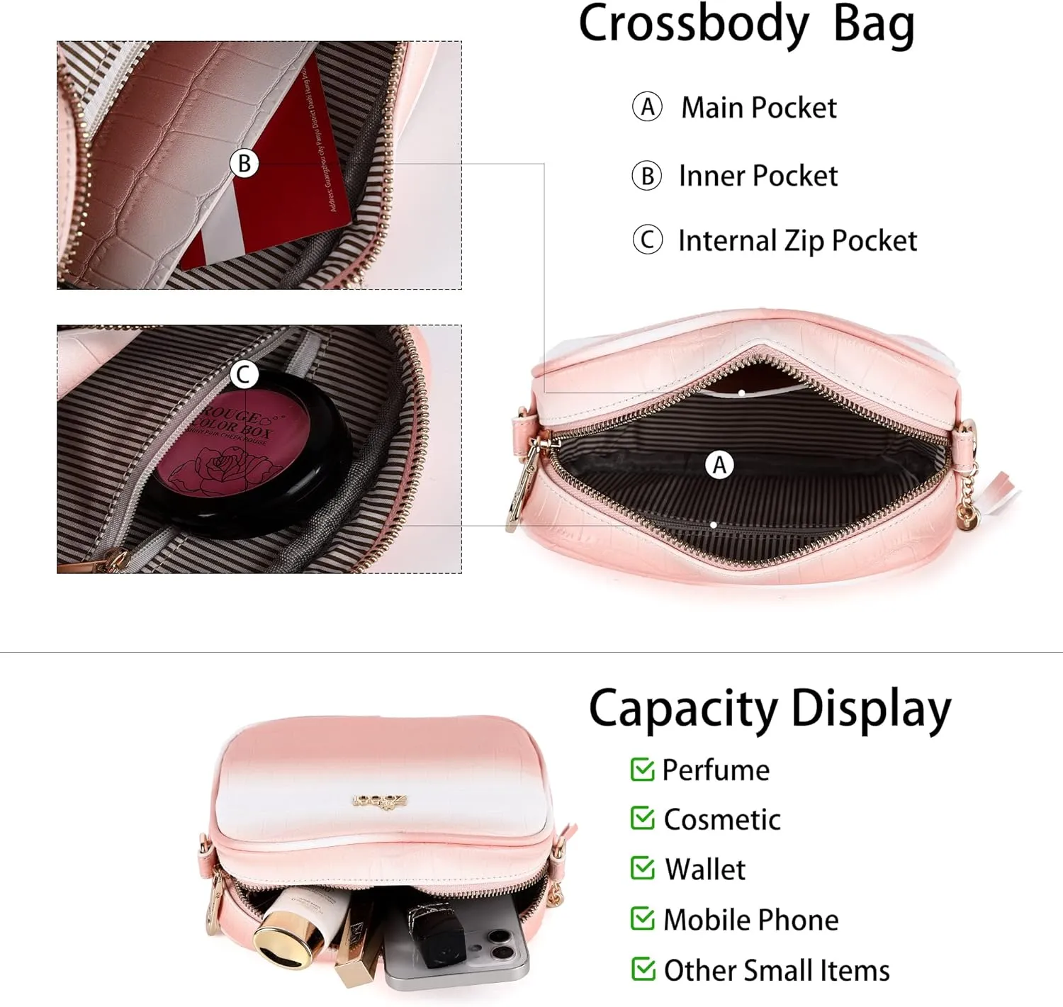 ZOCAI Camera Crossbody Shoulder Bags for Women Small Cluth Vegan Leather Handbag Purses with Adjustable Strap Lightweight