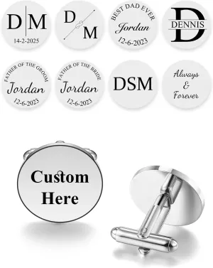 Zysta Personalized Cufflinks for Men Custom Engraved Name Initial Alphabet Cufflinks Customized Cuff Links for Classic Tuxedo Shirt Wedding Business Cufflink for Dad Groom Husband Father